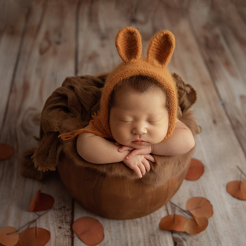Photography Still Life - Knitted Rabbit Hat Newborn Photography Props