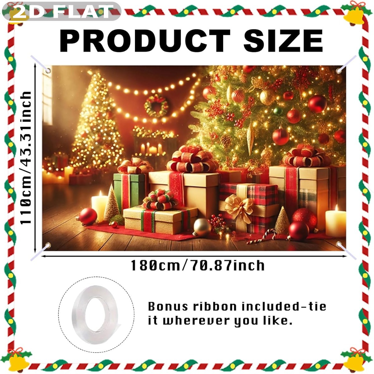 1pc Christmas Tree & Gifts Lar - Photography Background ulasan dan harga
