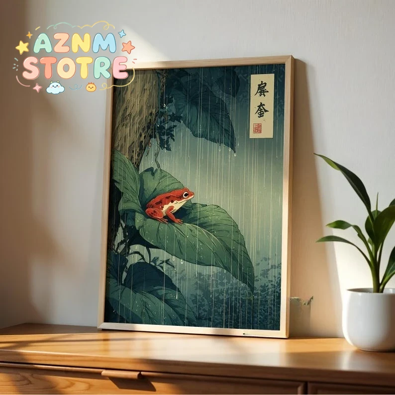1pc Japanese Frog Canvas Wall  - Photography Hobby ulasan dan harga