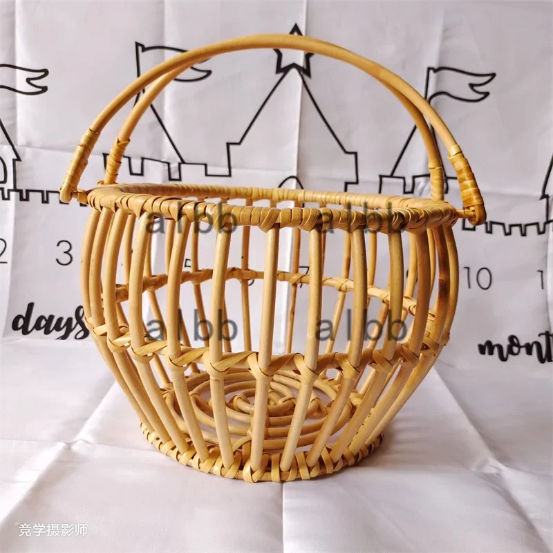 Retro Rattan Round Basket Chai - Photography Background ulasan dan harga