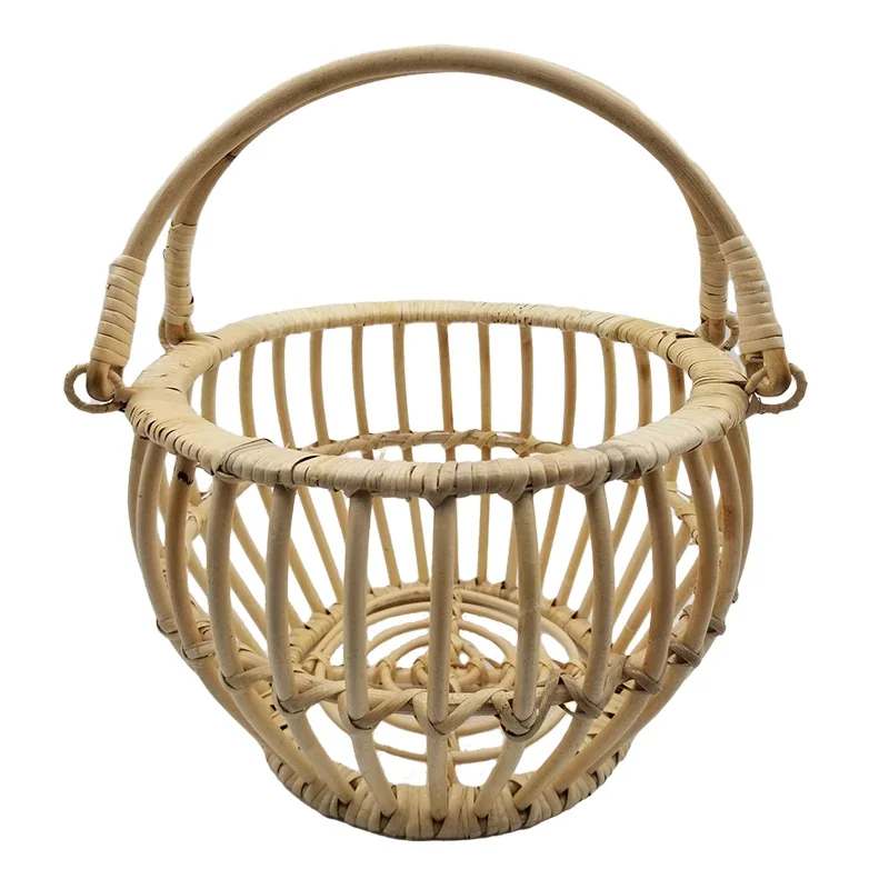 Retro Rattan Round Basket Chai - Photography Background ulasan dan harga