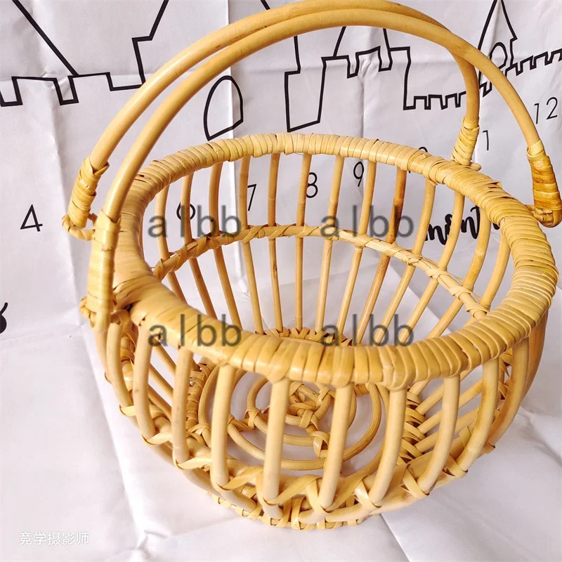 Retro Rattan Round Basket Chai - Photography Background ulasan dan harga